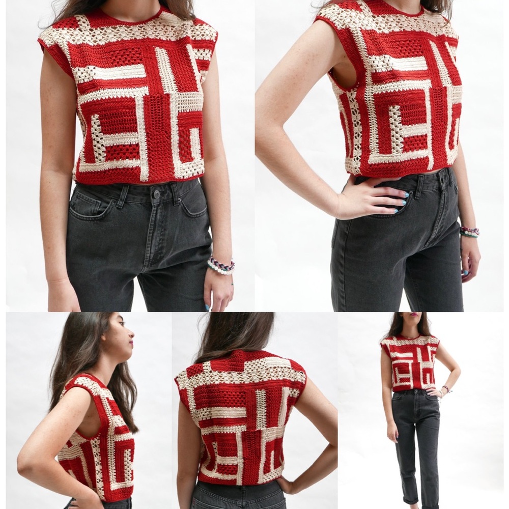 Rachel Comey Red and White Graphic Muscle Tee